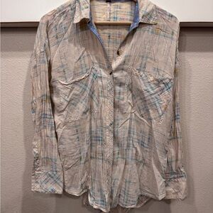 Free People Multicolor Plaid Long Sleeve Top